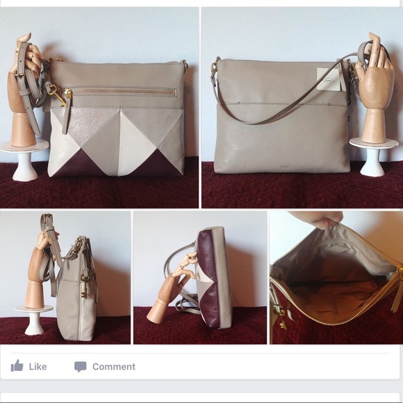 Fossil Set Fiona Large Crossbody Champagne Leather - Picture 5 of 8